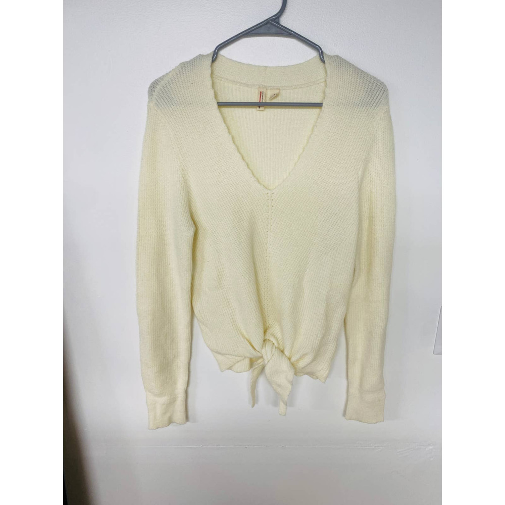 Anthropologie Moth Cream Tie Sweater - Picture 2 of 6